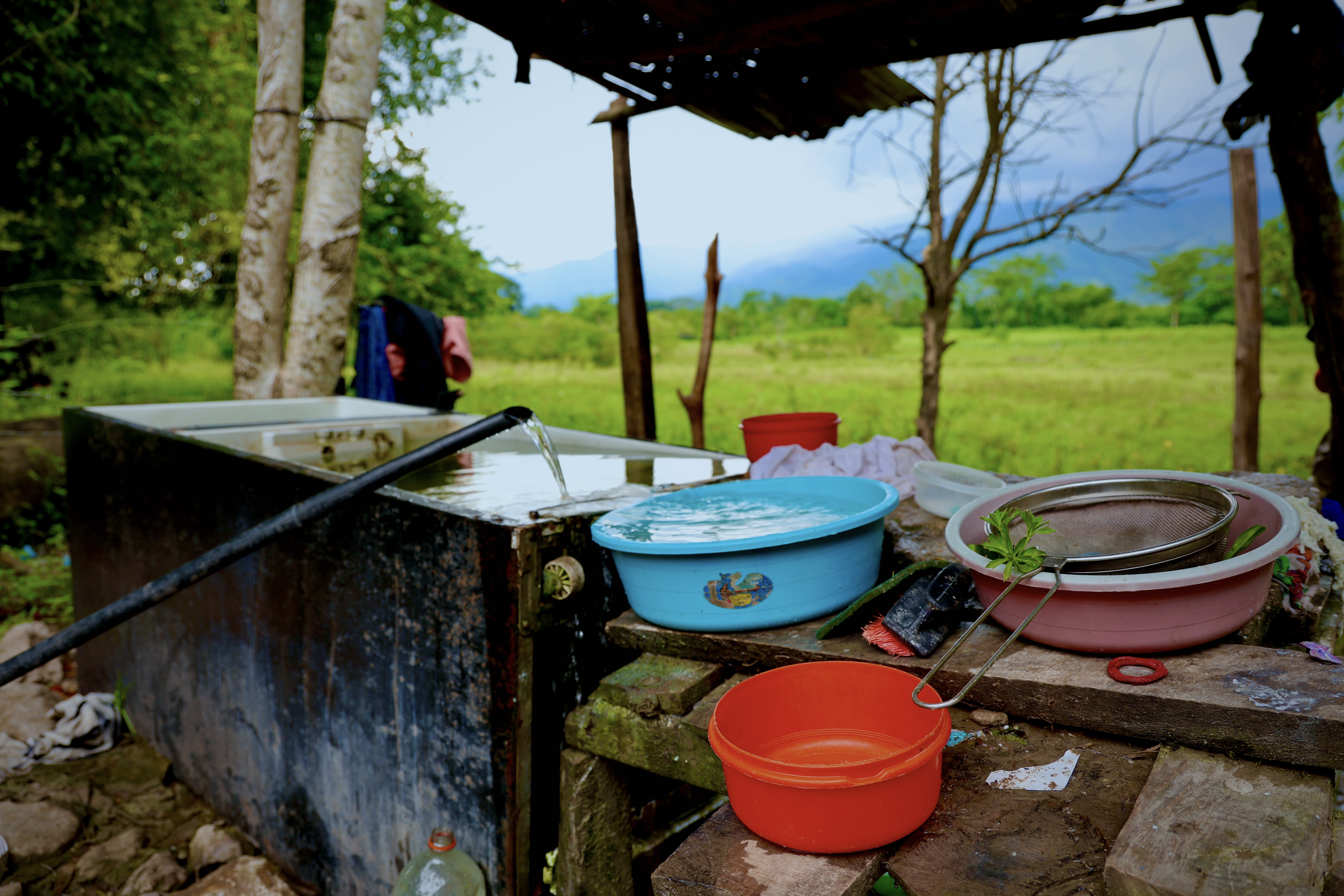 The outdoor wash station
