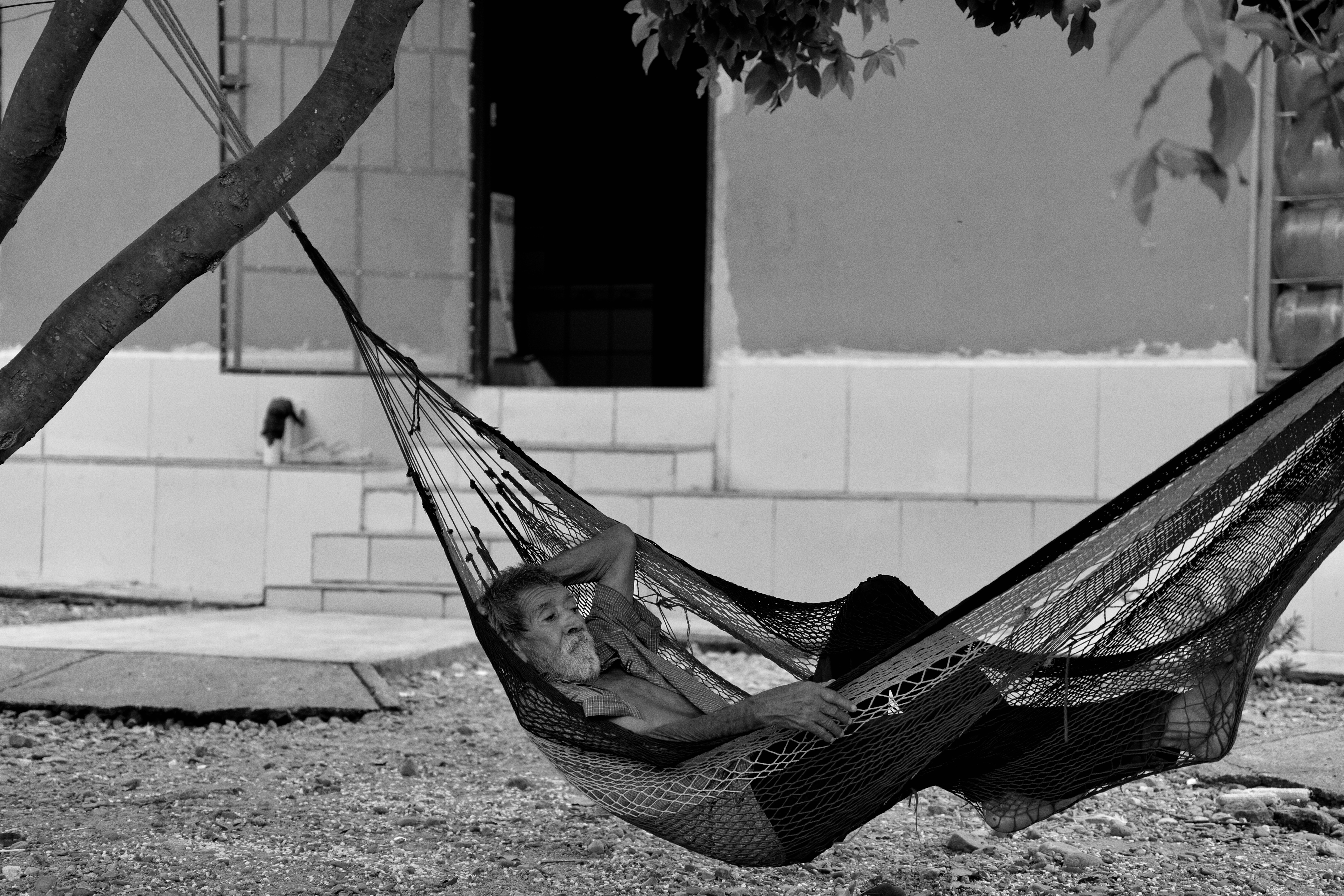 Person resting in hammock